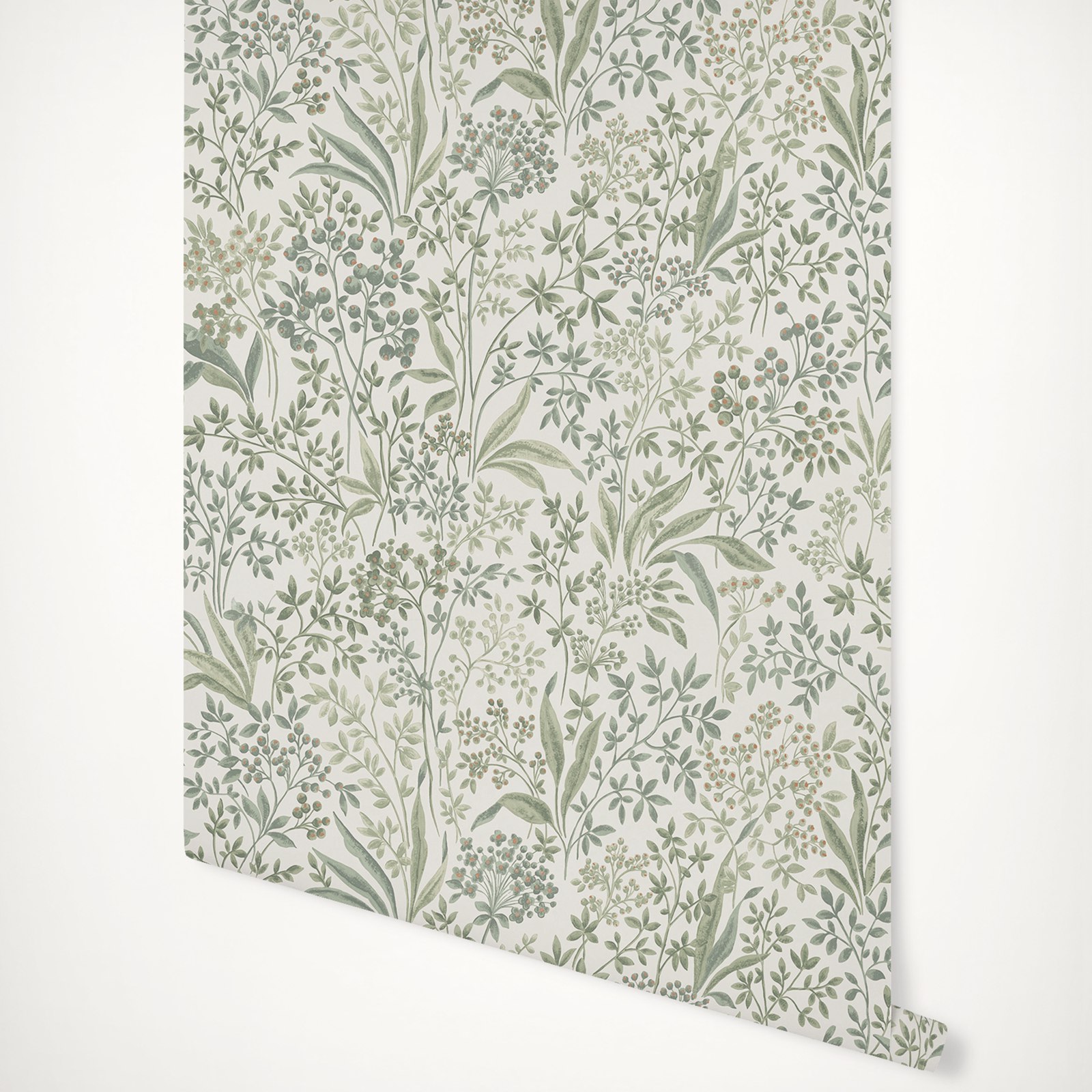 緑色の白色光バックを備えた、水彩画の丈夫な壁紙 - Herbal Wallpaper のレビューと価格