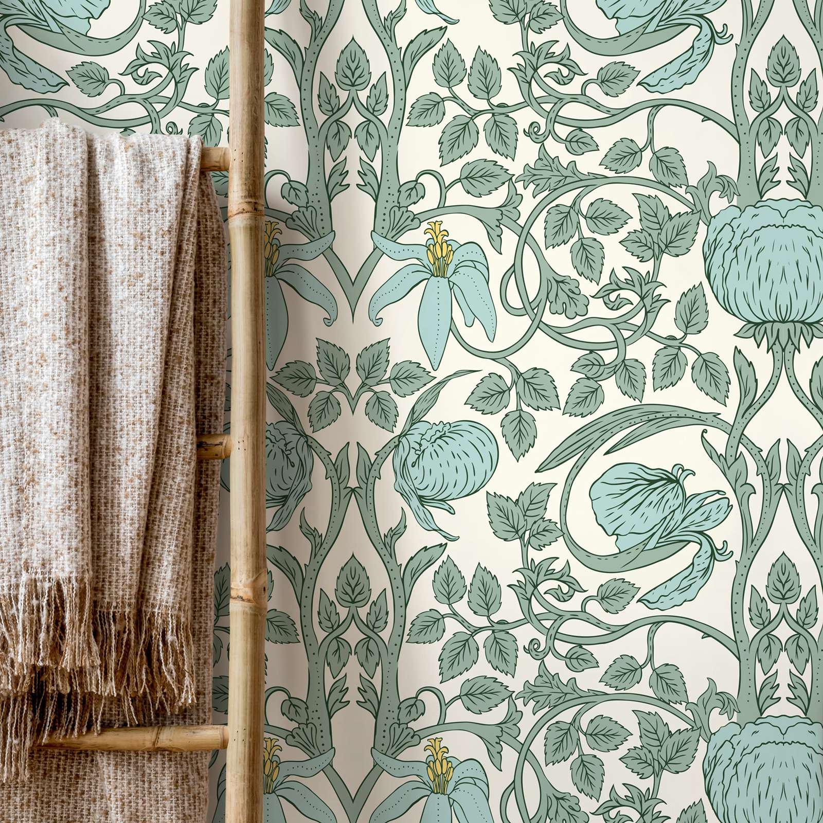 パステルアールヌーボー壁紙、ホームデコレーション/ウォールア - Herbal Wallpaper のレビューと価格