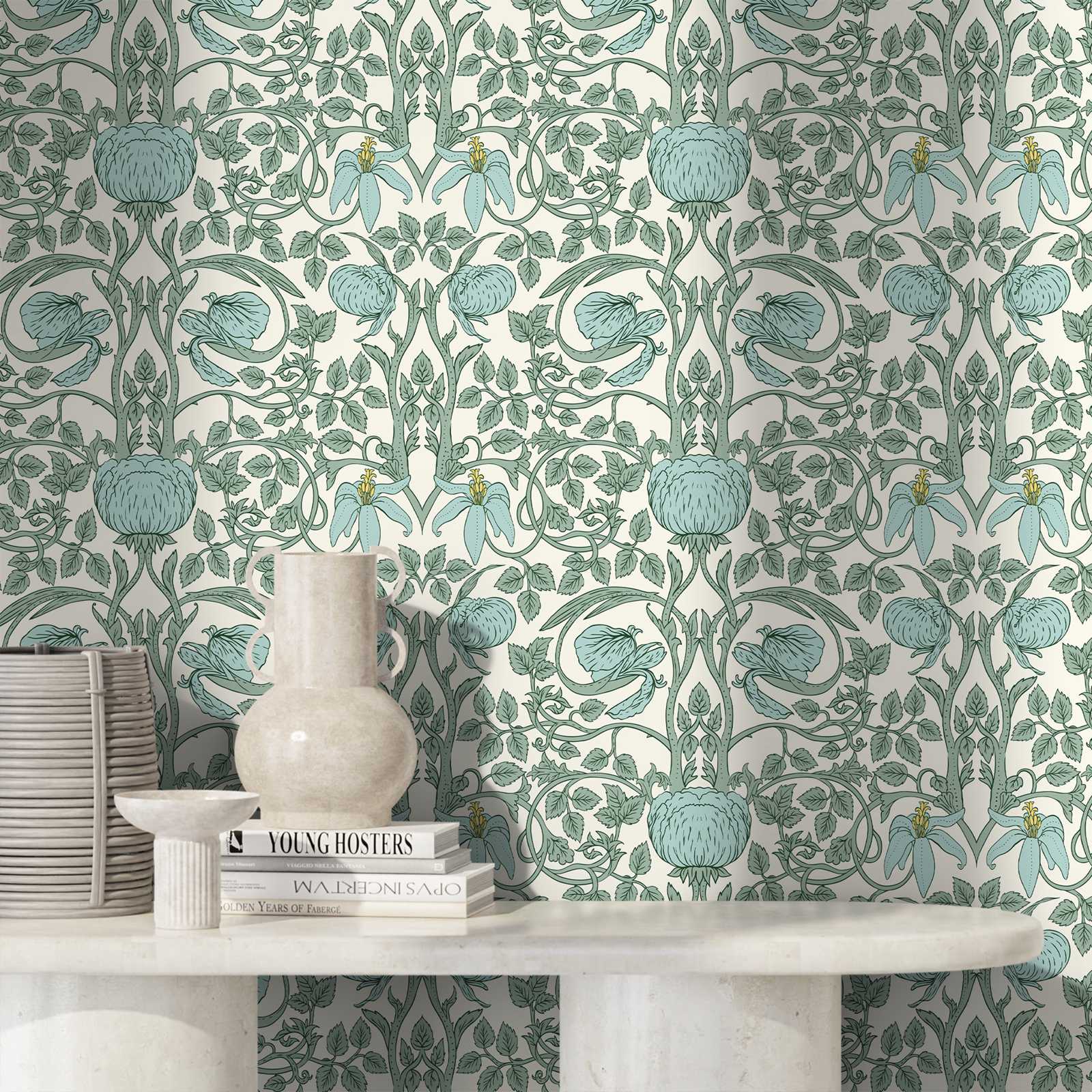 パステルアールヌーボー壁紙、ホームデコレーション/ウォールア - Herbal Wallpaper のレビューと価格