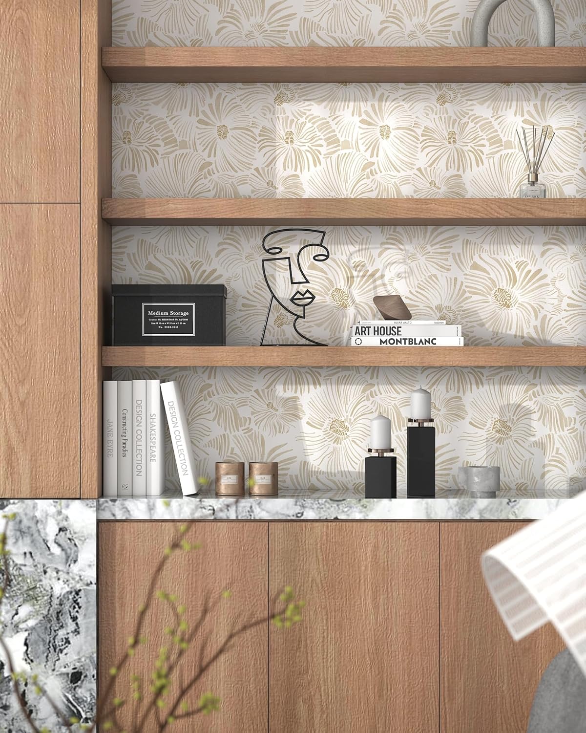 モダンな剥がして貼る壁紙ボヘミアンベージュストライプ自己粘着 - Herbal Wallpaper のレビューと価格