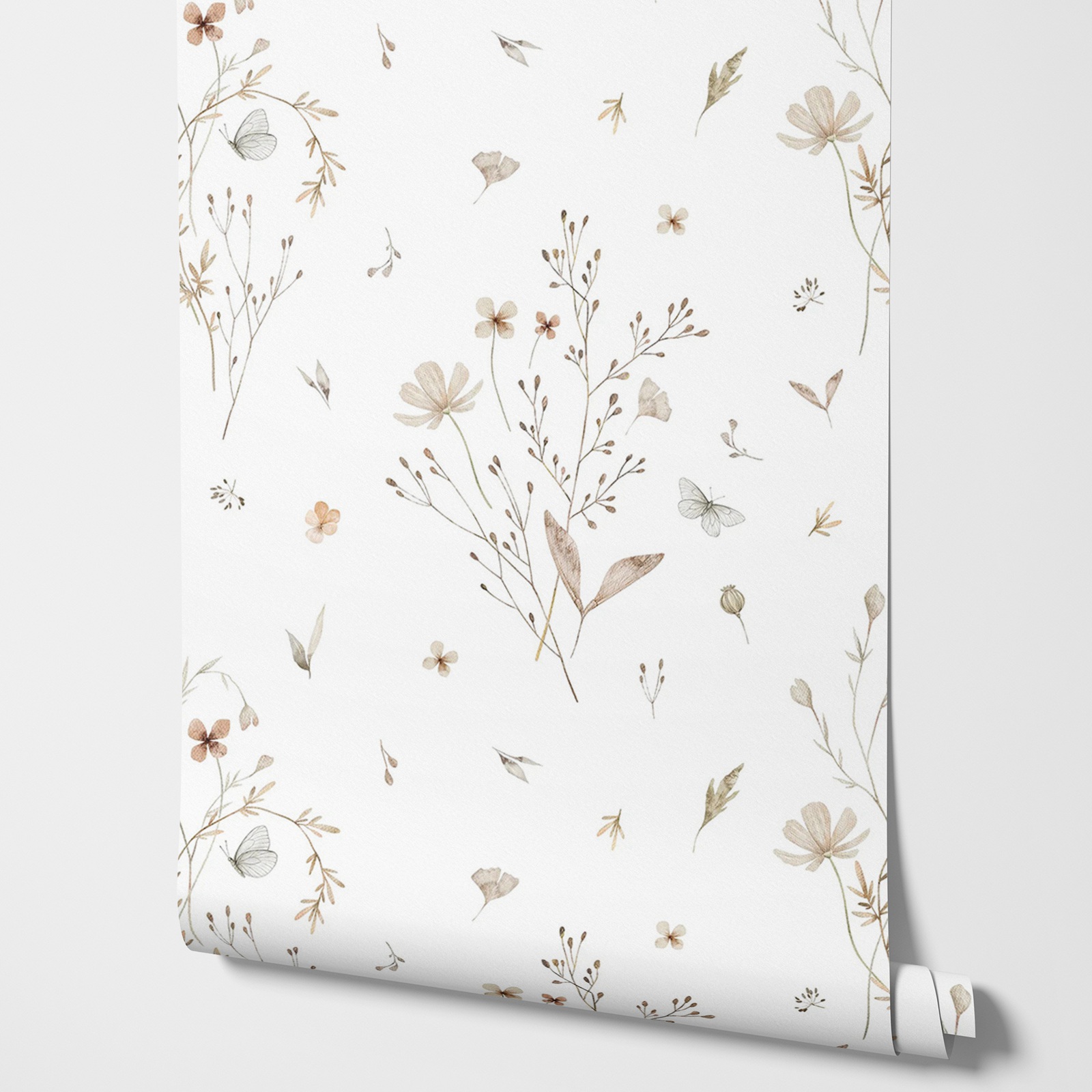 新鮮な花の壁紙、ニュートラルな牧草地の花の壁紙、手描きの花の - Herbal Wallpaper のレビューと価格