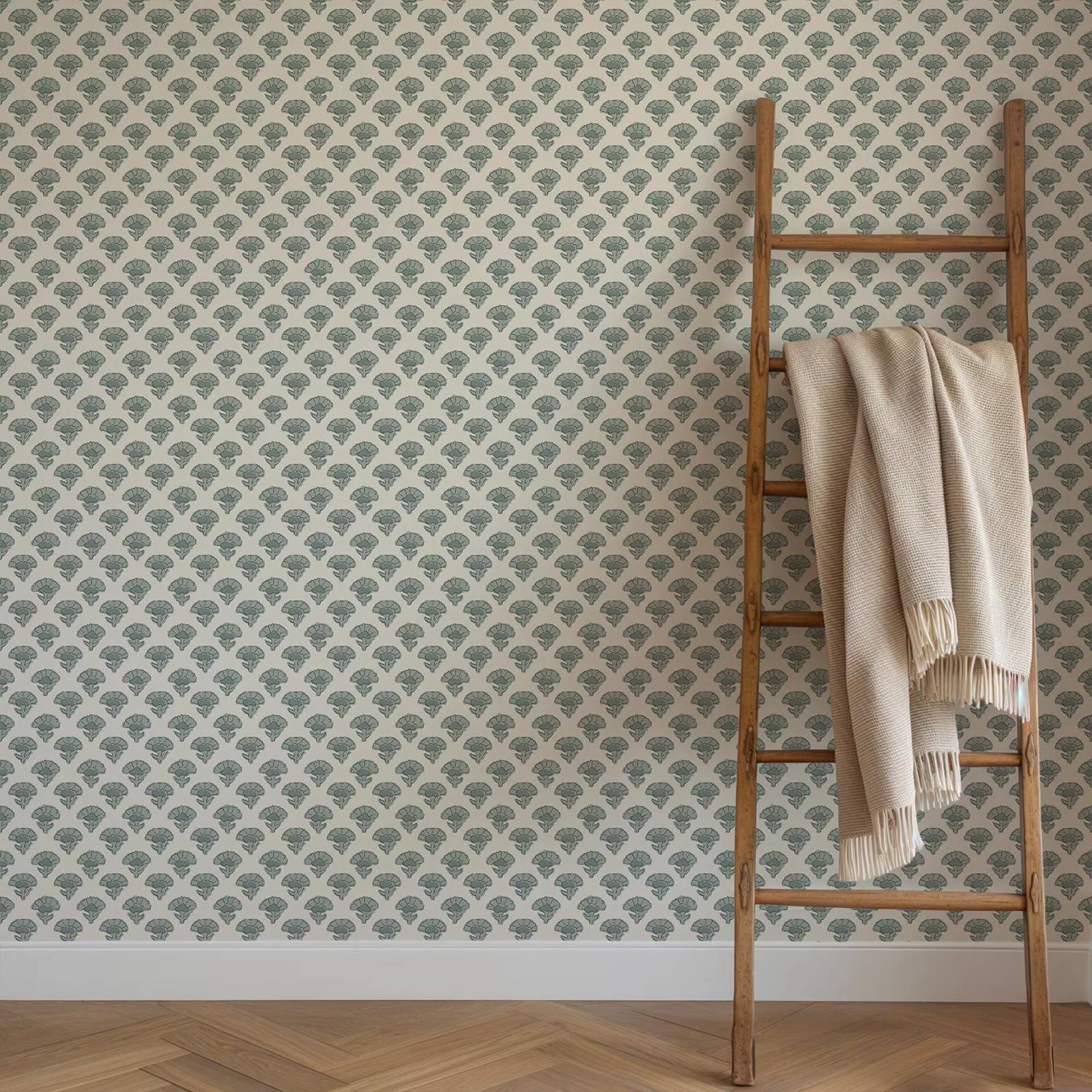 ファームハウスコテージ壁紙ピールアンドスティック、グリーンカ - Herbal Wallpaper のレビューと価格