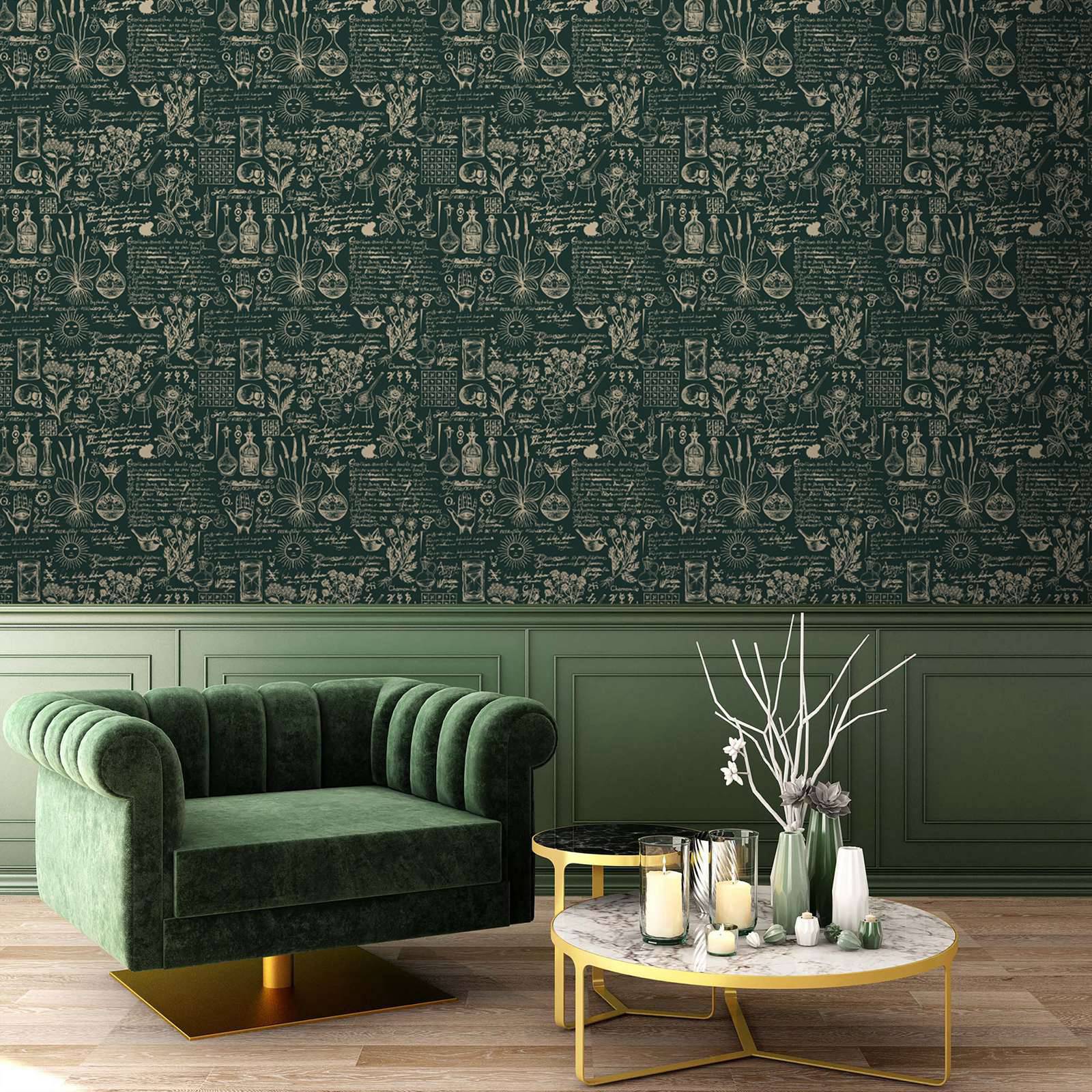 緑の薬と刃の壁紙,壁画,レトロなスタイル,芸術的な装飾,家の - Herbal Wallpaper のレビューと価格